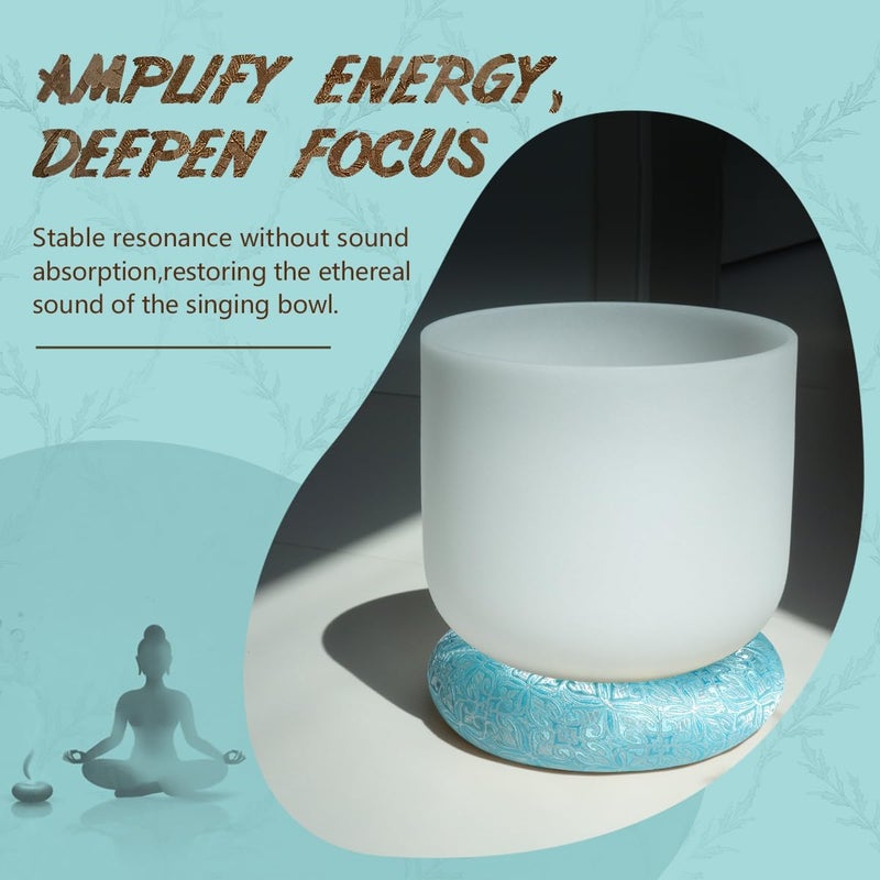 UPCEED Singing Bowl Cushion for Tibetan Singing Bowls, Handmade Silk Brocade Round Cushion Pillow for Sound Healing and Crystal Sound Bowls Accessories(CyanBlue,6.7 Inch) - Image 5